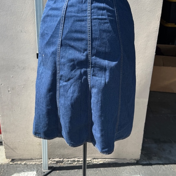 Vintage 70s Levis Denim Sundress Fitted Button Front Dress Brass Buckle In Back - Picture 4 of 11